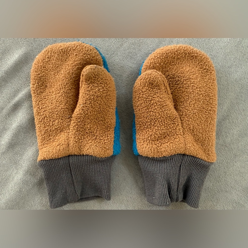 Patagonia Kids' Teal and Brown Mittens - Picture 2 of 3